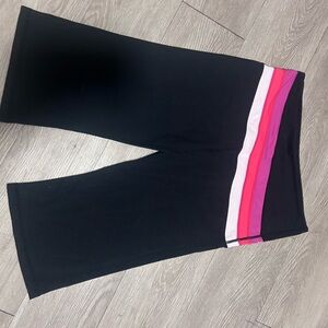 lululemon athletica Black Capris with Pink and White Waist Stripes